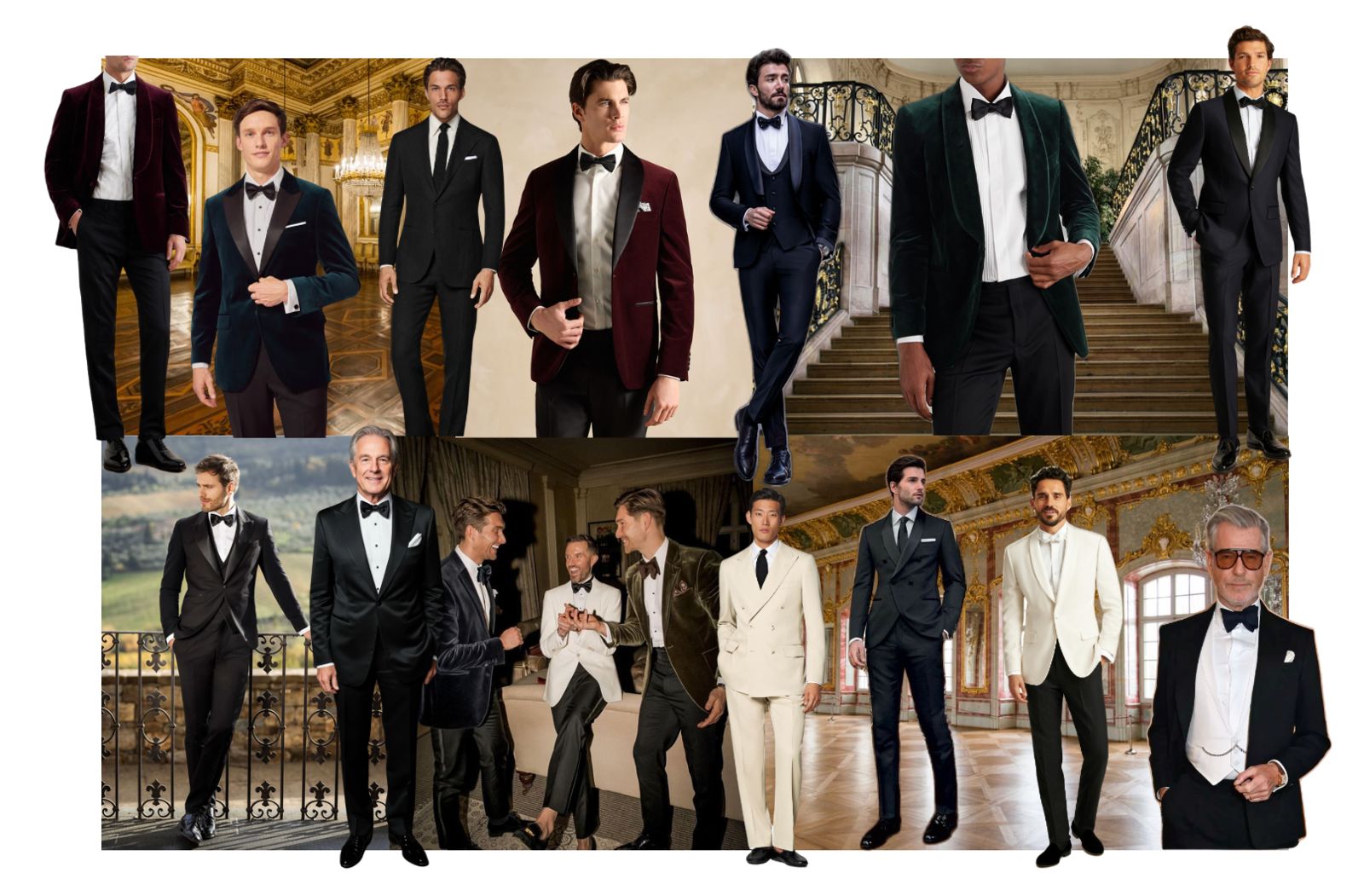 Mood board inspiration for gentlemen's black tie attire